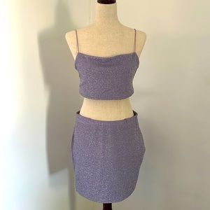 Fashion nova lavender glitter crop top and skirt set